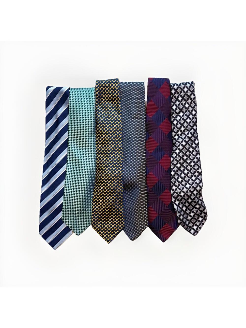 Charvet Canali Versace Silk Tie Lot 6 Mens Designer Neckties Blue Red
